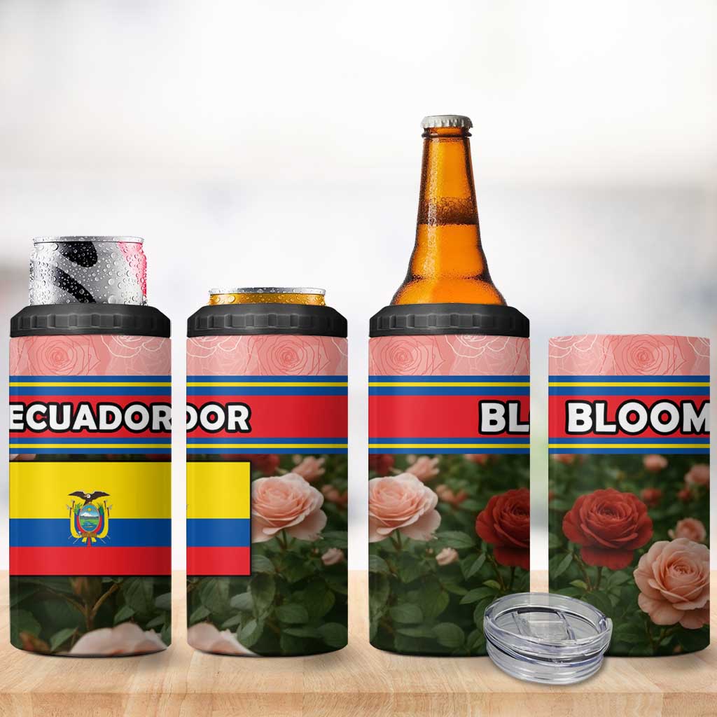 Ecuador 4 in 1 Can Cooler Tumbler with Rose Garden and Floral Texture Design - Wonder Print Shop