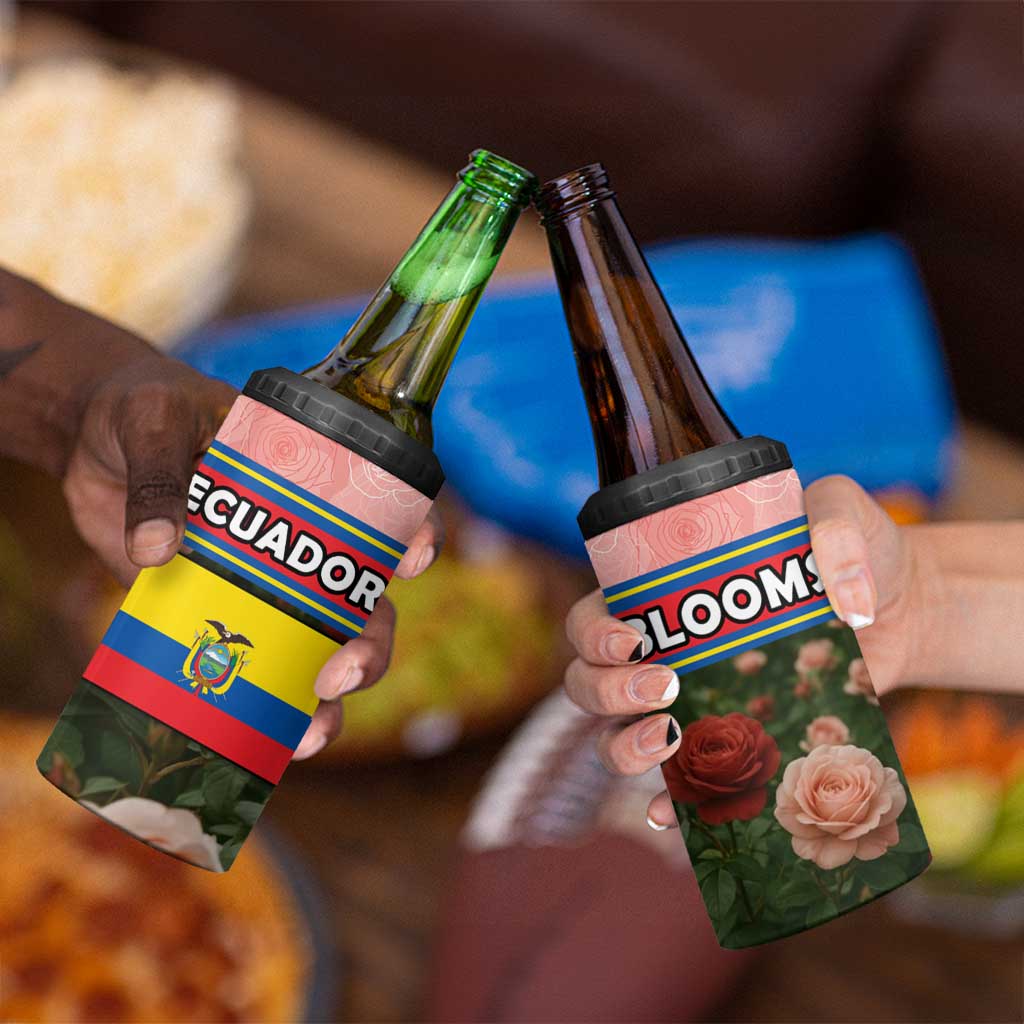 Ecuador 4 in 1 Can Cooler Tumbler with Rose Garden and Floral Texture Design - Wonder Print Shop