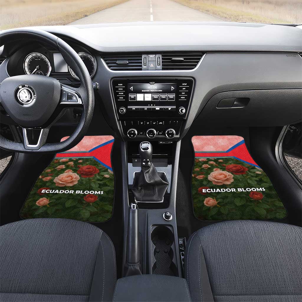 Ecuador Car Mats with Rose Garden and Floral Texture Design - Wonder Print Shop