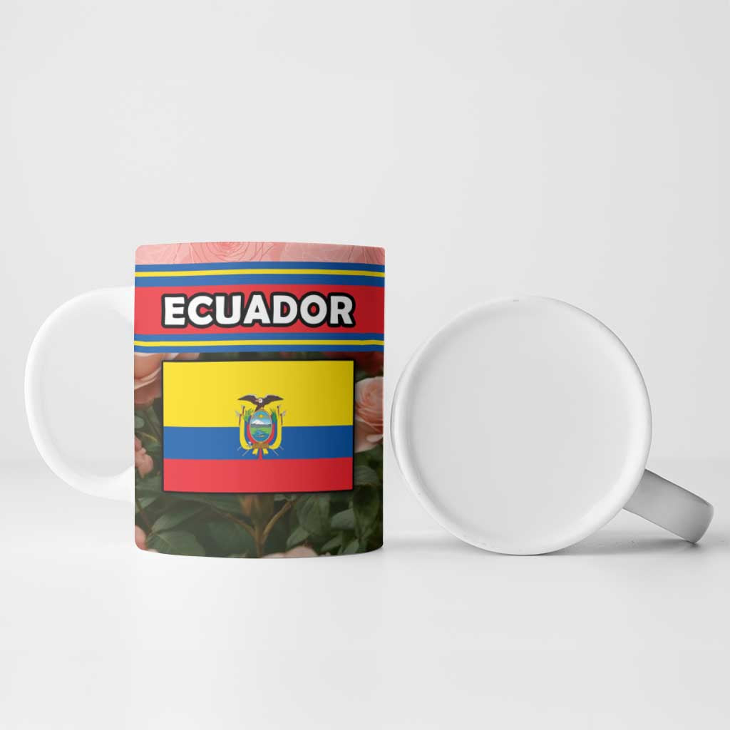 Ecuador Ceramic Mug with Rose Garden and Floral Texture Design - Wonder Print Shop