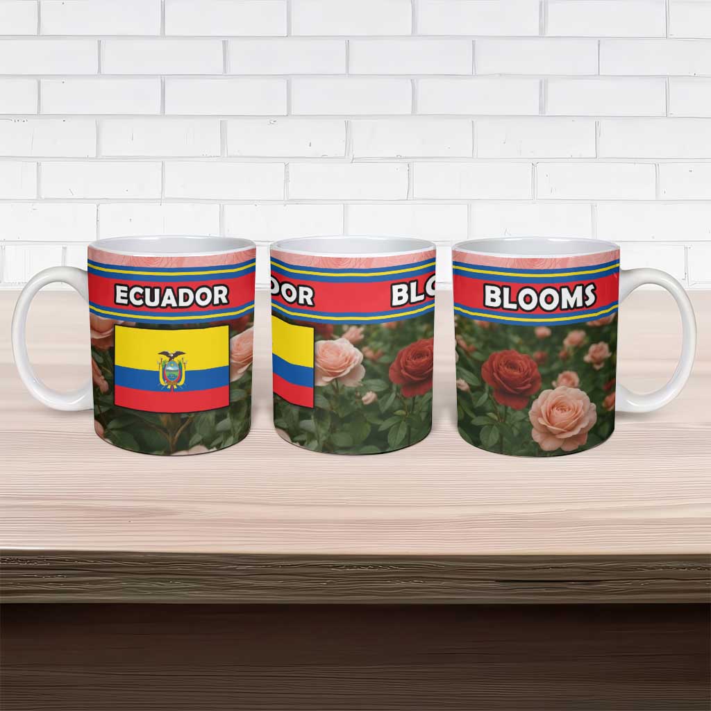 Ecuador Ceramic Mug with Rose Garden and Floral Texture Design - Wonder Print Shop