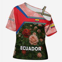 Ecuador Cross Shoulder Shirt with Rose Garden and Floral Texture Design - Wonder Print Shop