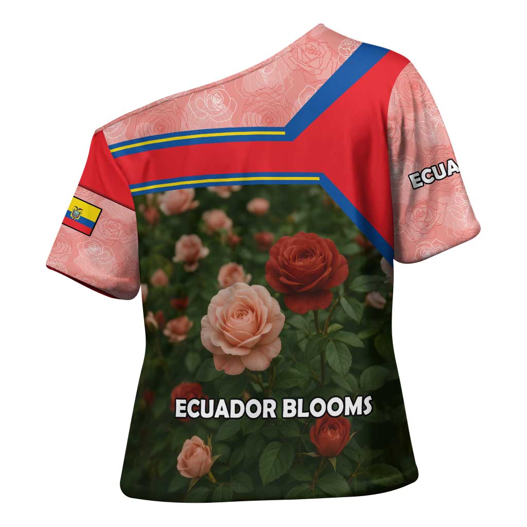 Ecuador Cross Shoulder Shirt with Rose Garden and Floral Texture Design - Wonder Print Shop
