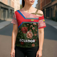 Ecuador Cross Shoulder Shirt with Rose Garden and Floral Texture Design - Wonder Print Shop