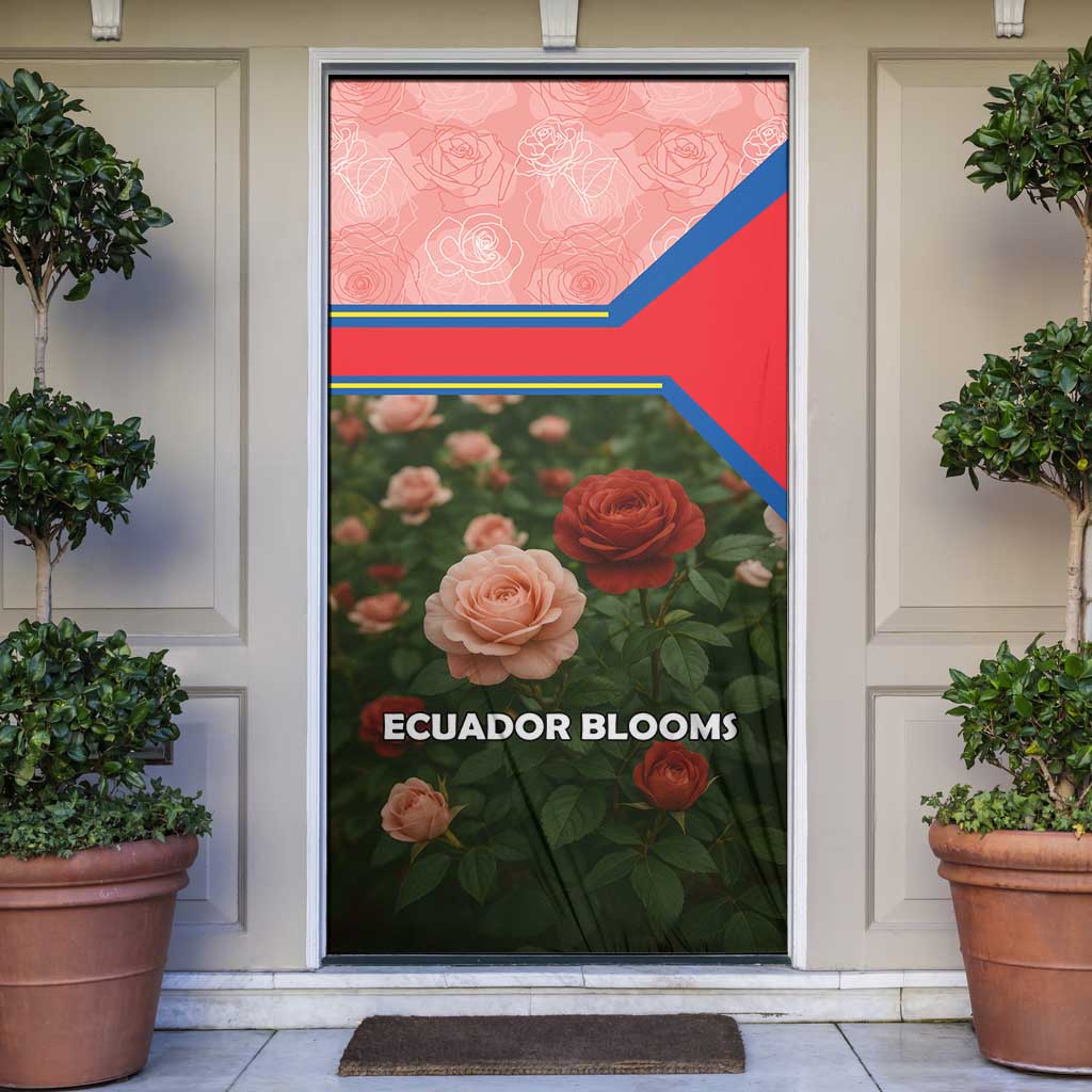 Ecuador Door Cover with Rose Garden and Floral Texture Design - Wonder Print Shop