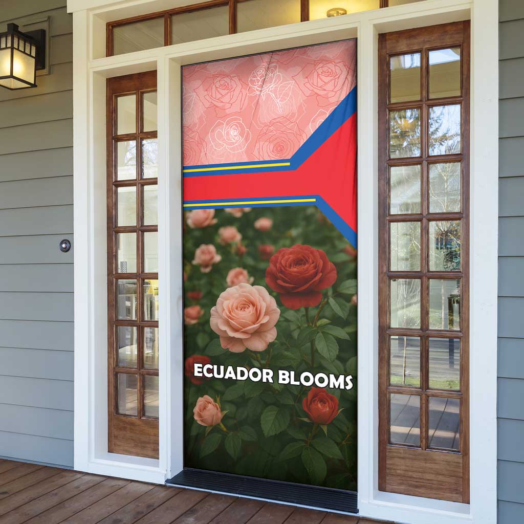 Ecuador Door Cover with Rose Garden and Floral Texture Design - Wonder Print Shop