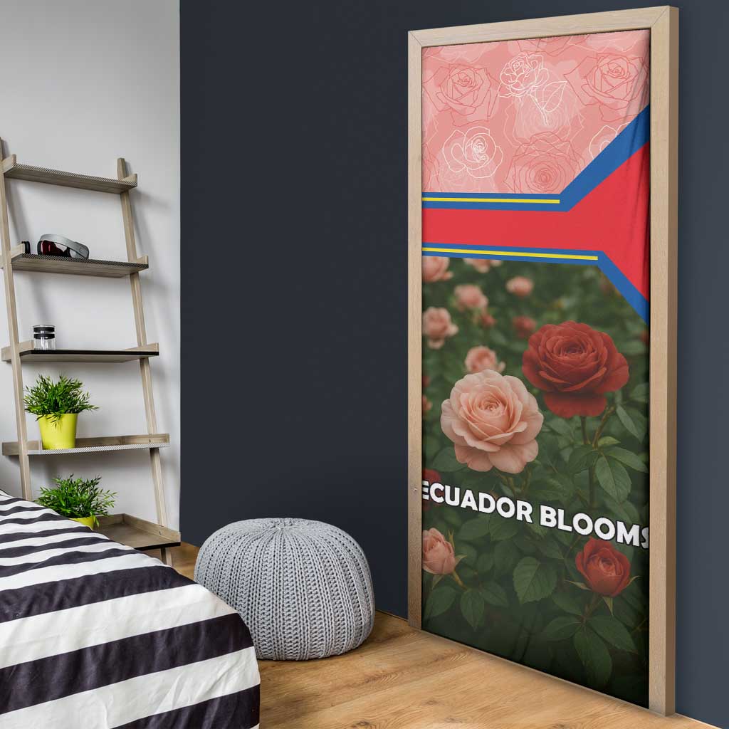 Ecuador Door Cover with Rose Garden and Floral Texture Design - Wonder Print Shop