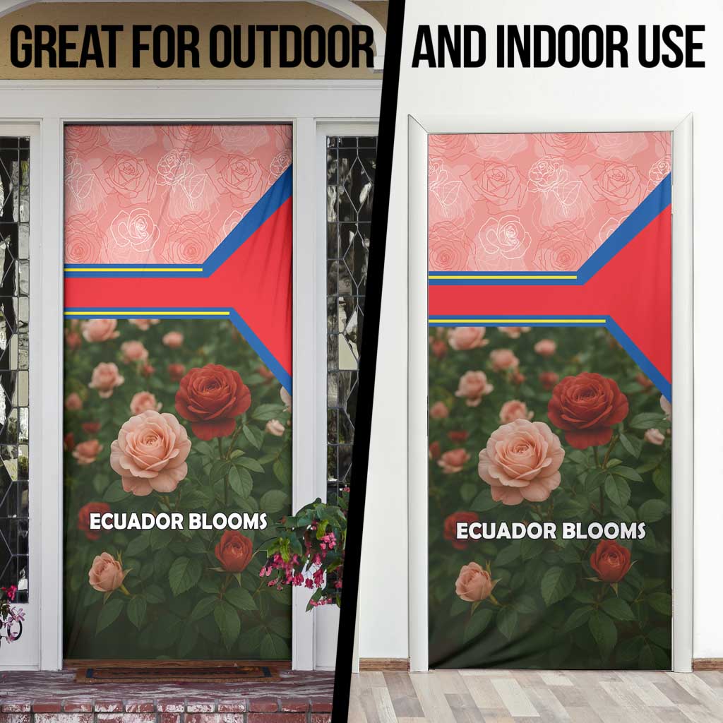 Ecuador Door Cover with Rose Garden and Floral Texture Design - Wonder Print Shop