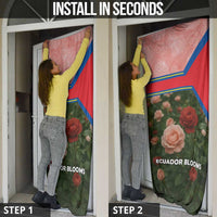 Ecuador Door Cover with Rose Garden and Floral Texture Design - Wonder Print Shop
