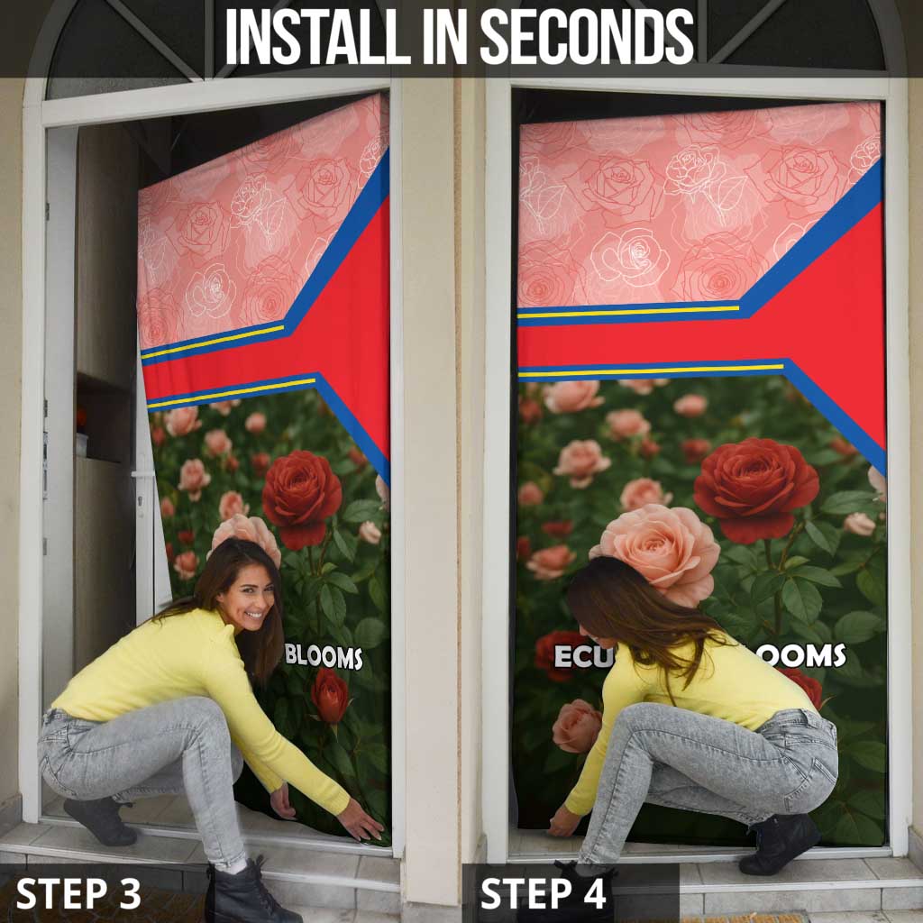 Ecuador Door Cover with Rose Garden and Floral Texture Design - Wonder Print Shop