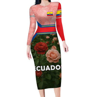 Ecuador Family Matching Long Sleeve Bodycon Dress and Hawaiian Shirt with Rose Garden and Floral Texture Design - Wonder Print Shop
