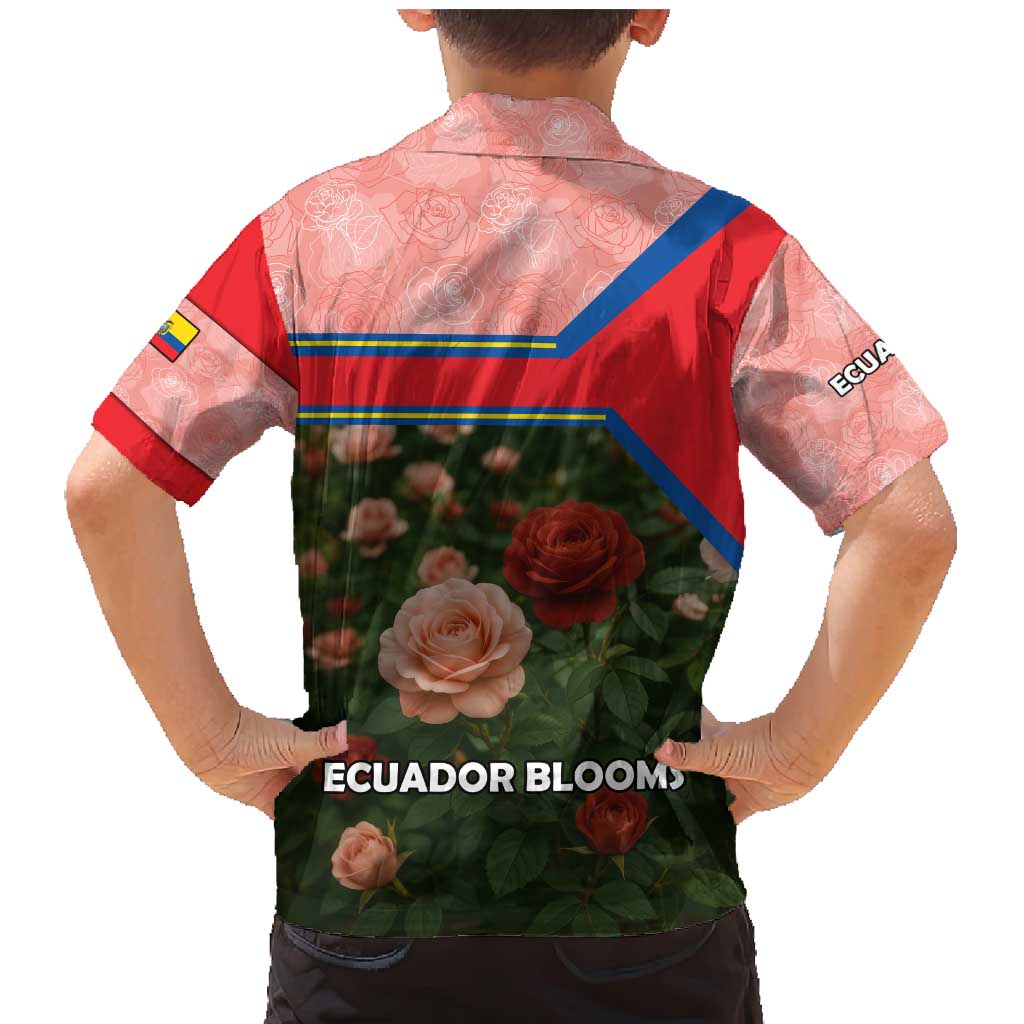 Ecuador Family Matching Mermaid Dress and Hawaiian Shirt with Rose Garden and Floral Texture Design - Wonder Print Shop