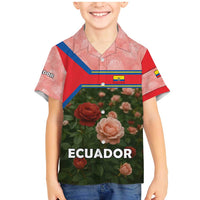 Ecuador Family Matching Mermaid Dress and Hawaiian Shirt with Rose Garden and Floral Texture Design - Wonder Print Shop