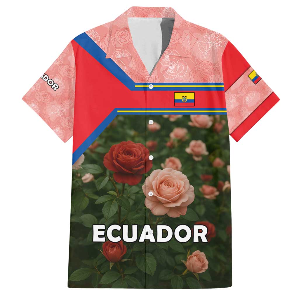 Ecuador Family Matching Off Shoulder Maxi Dress and Hawaiian Shirt with Rose Garden and Floral Texture Design - Wonder Print Shop