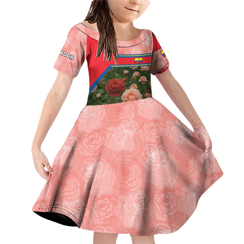 Ecuador Family Matching Off Shoulder Short Dress and Hawaiian Shirt with Rose Garden and Floral Texture Design - Wonder Print Shop