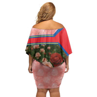 Ecuador Family Matching Off Shoulder Short Dress and Hawaiian Shirt with Rose Garden and Floral Texture Design - Wonder Print Shop