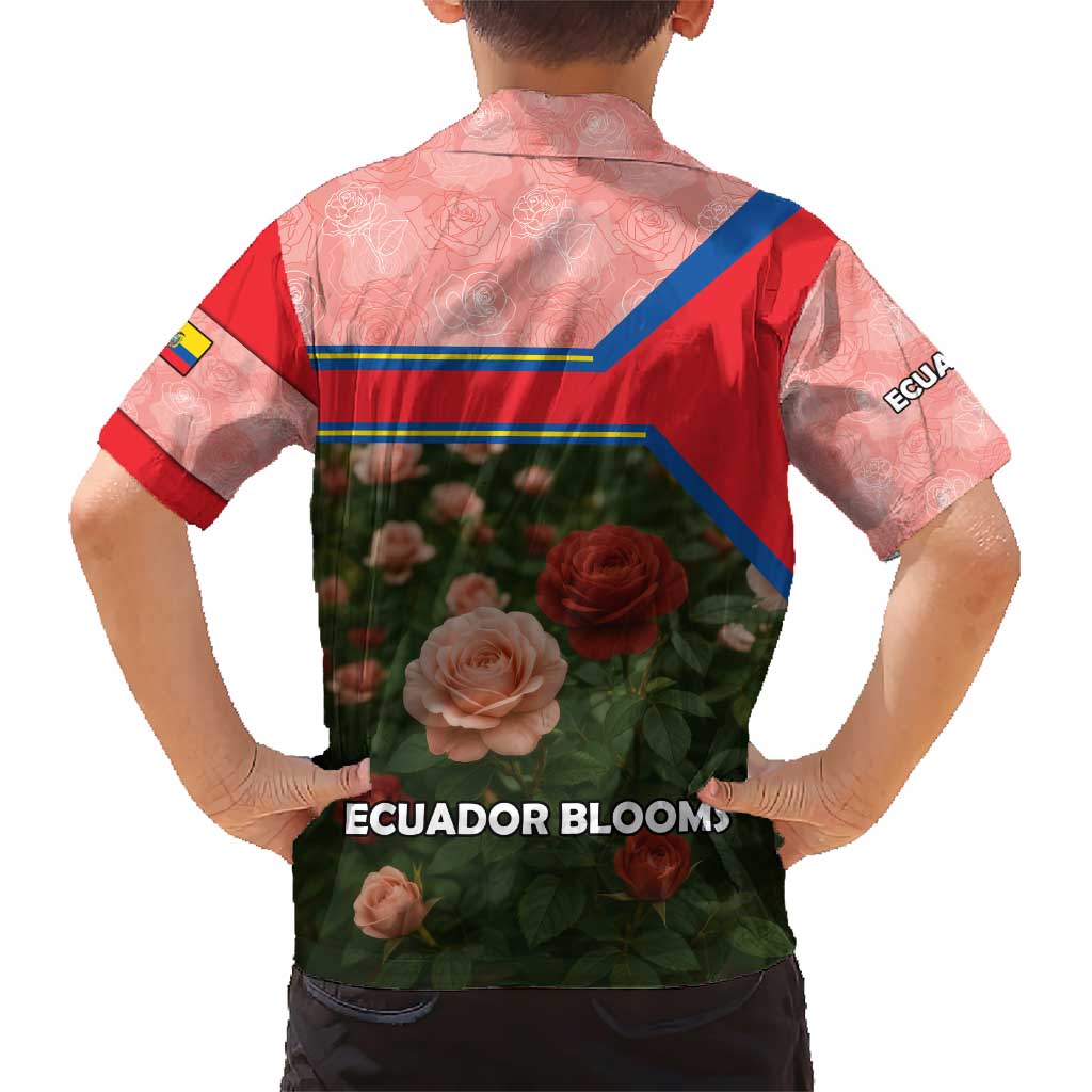 Ecuador Family Matching Short Sleeve Bodycon Dress and Hawaiian Shirt with Rose Garden and Floral Texture Design - Wonder Print Shop