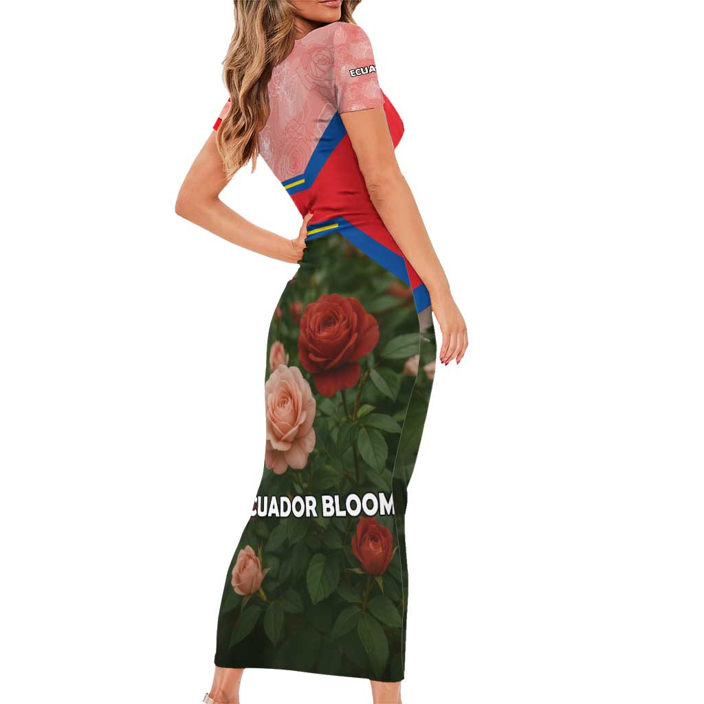 Ecuador Family Matching Short Sleeve Bodycon Dress and Hawaiian Shirt with Rose Garden and Floral Texture Design - Wonder Print Shop