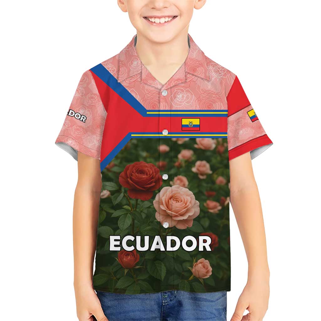 Ecuador Family Matching Short Sleeve Bodycon Dress and Hawaiian Shirt with Rose Garden and Floral Texture Design - Wonder Print Shop