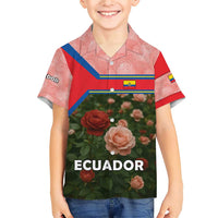 Ecuador Family Matching Short Sleeve Bodycon Dress and Hawaiian Shirt with Rose Garden and Floral Texture Design - Wonder Print Shop