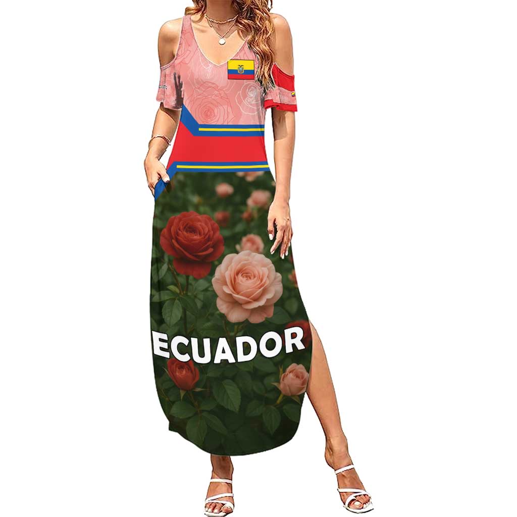 Ecuador Family Matching Summer Maxi Dress and Hawaiian Shirt with Rose Garden and Floral Texture Design - Wonder Print Shop