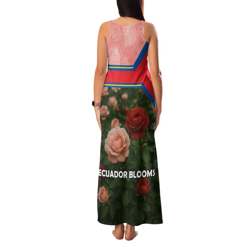 Ecuador Family Matching Tank Maxi Dress and Hawaiian Shirt with Rose Garden and Floral Texture Design - Wonder Print Shop