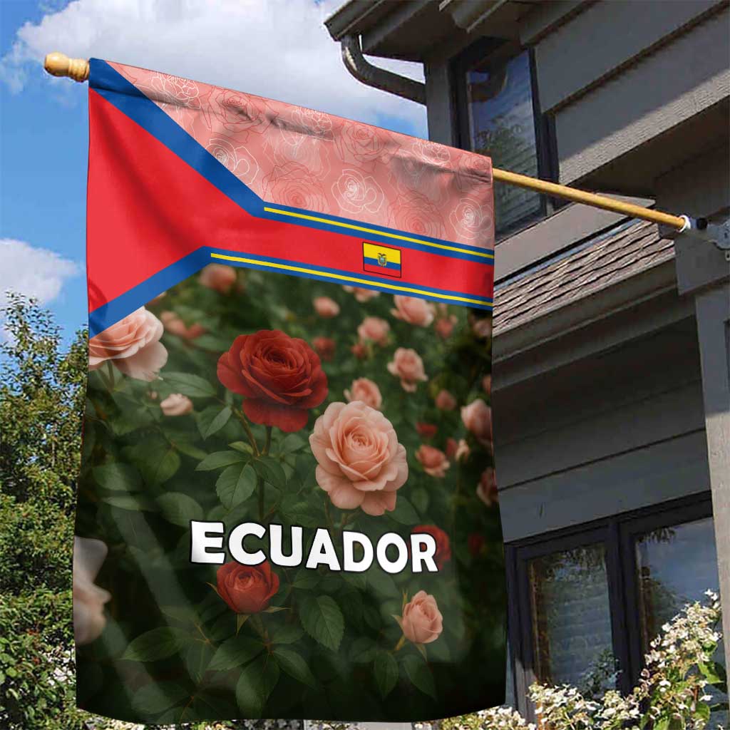 Ecuador Garden Flag with Rose Garden and Floral Texture Design - Wonder Print Shop