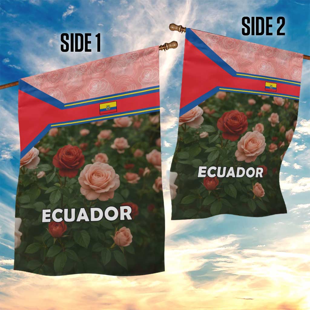 Ecuador Garden Flag with Rose Garden and Floral Texture Design - Wonder Print Shop
