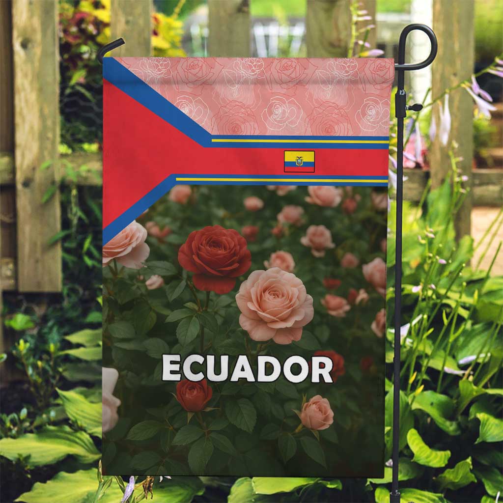Ecuador Garden Flag with Rose Garden and Floral Texture Design - Wonder Print Shop