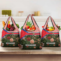 Ecuador Grocery Bag with Rose Garden and Floral Texture Design - Wonder Print Shop