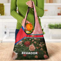Ecuador Grocery Bag with Rose Garden and Floral Texture Design - Wonder Print Shop