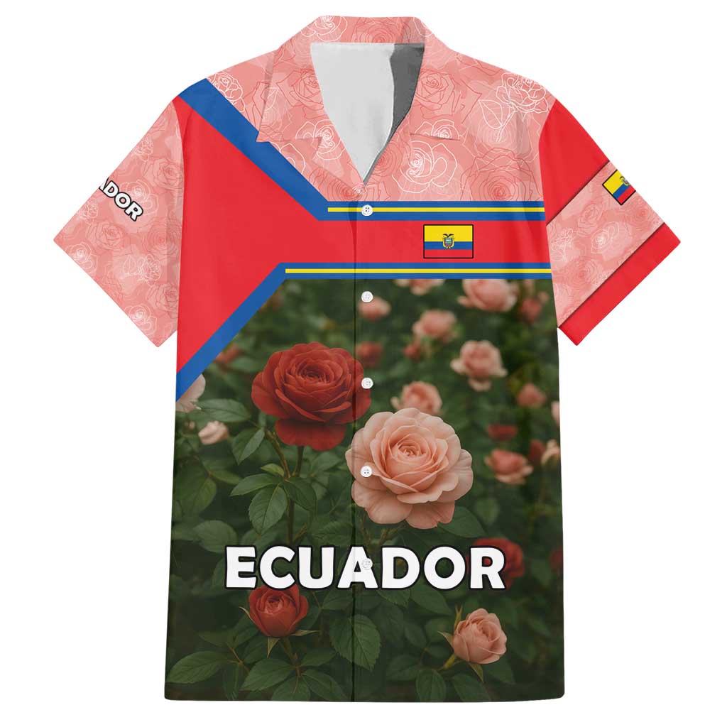 Ecuador Hawaiian Shirt with Rose Garden and Floral Texture Design - Wonder Print Shop