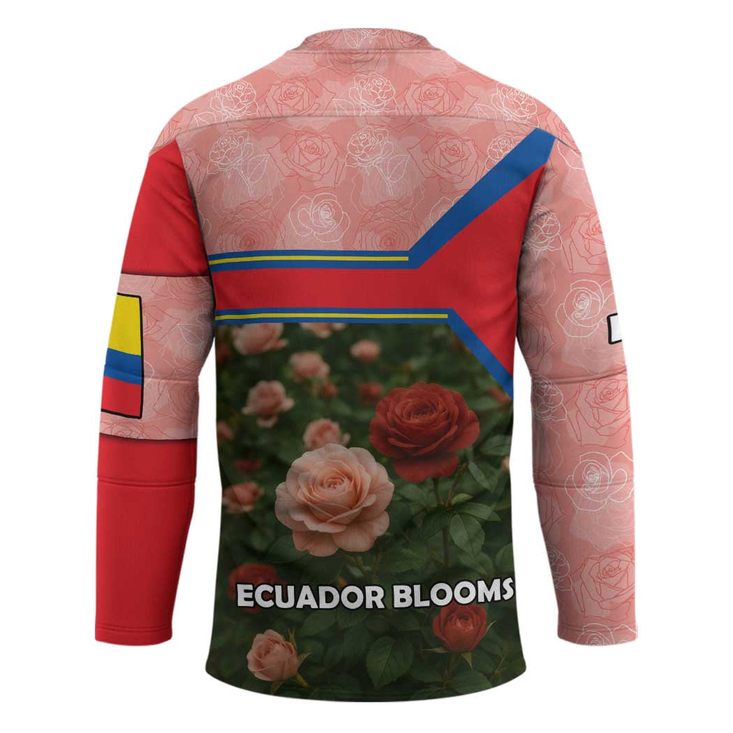 Ecuador Hockey Jersey with Rose Garden and Floral Texture Design - Wonder Print Shop