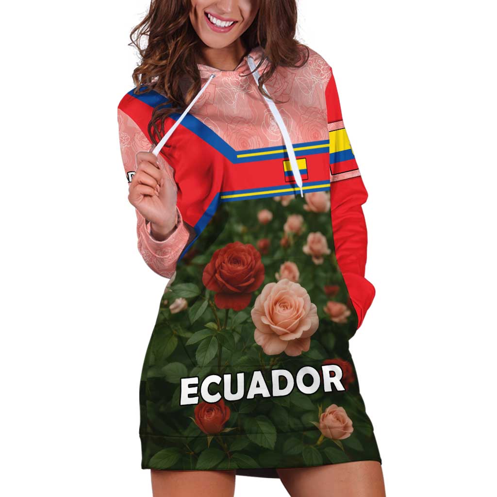 Ecuador Hoodie Dress with Rose Garden and Floral Texture Design - Wonder Print Shop