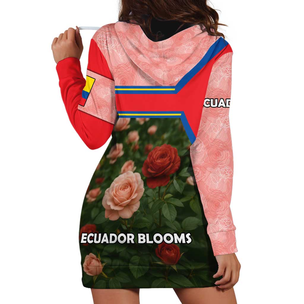 Ecuador Hoodie Dress with Rose Garden and Floral Texture Design - Wonder Print Shop