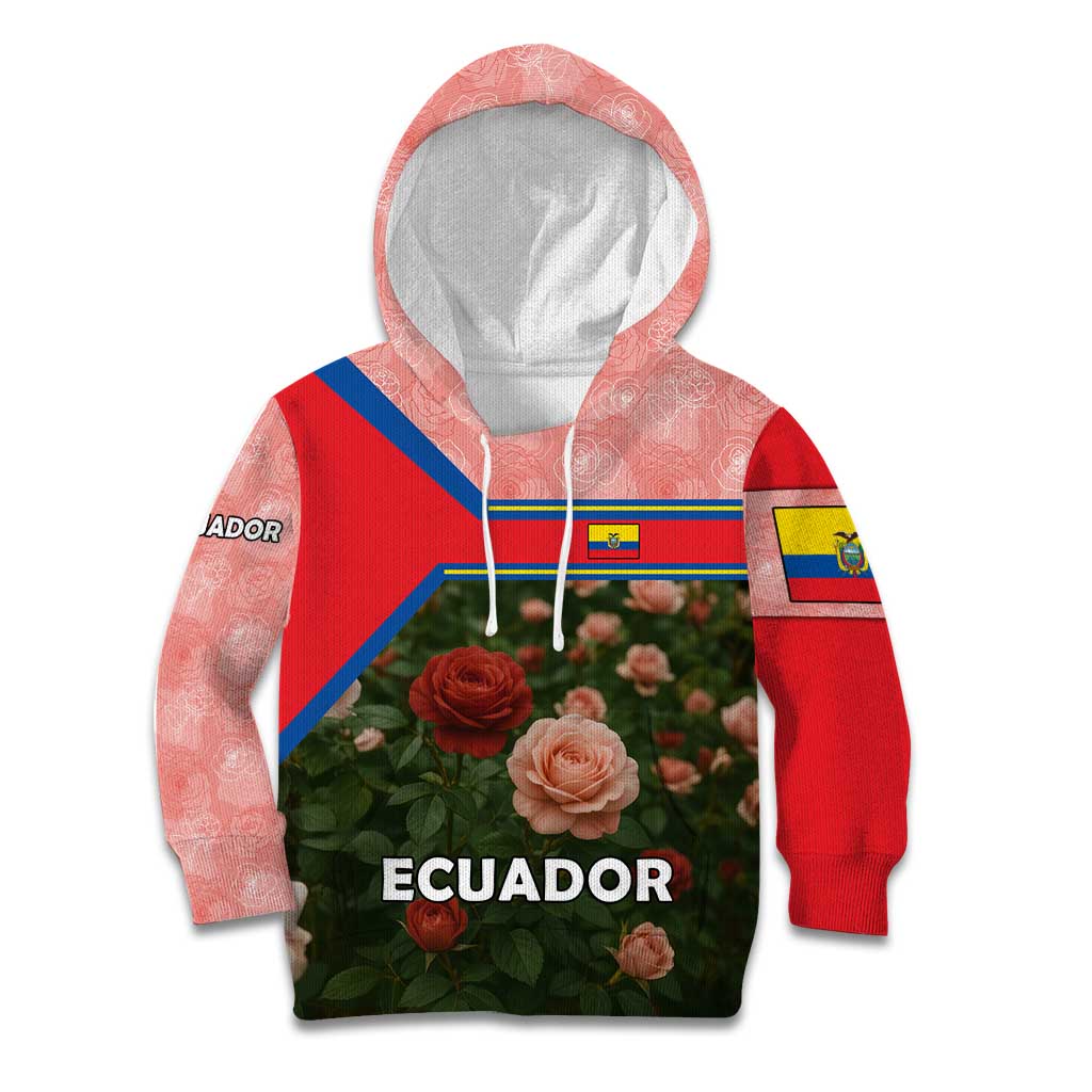 Ecuador Kid Hoodie with Rose Garden and Floral Texture Design - Wonder Print Shop