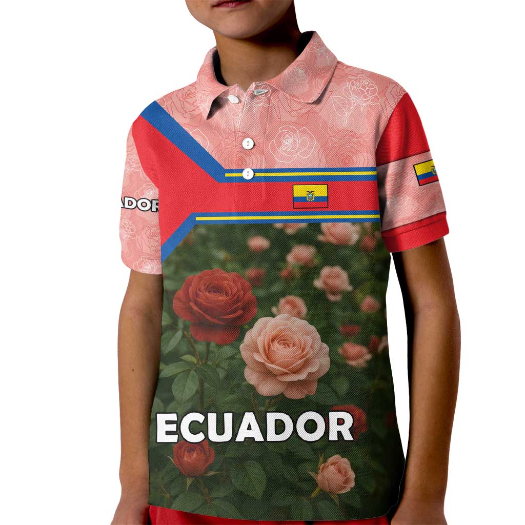 Ecuador Kid Polo Shirt with Rose Garden and Floral Texture Design - Wonder Print Shop