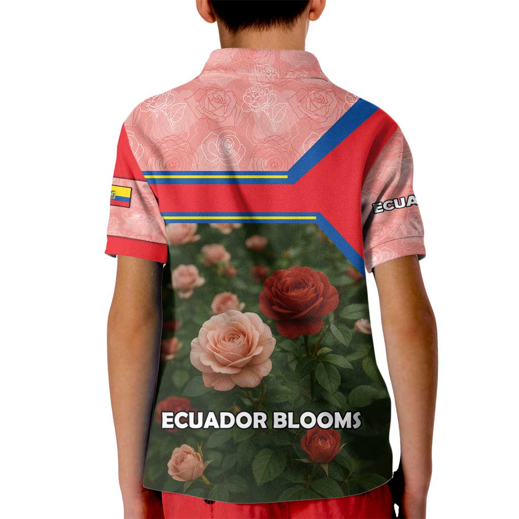 Ecuador Kid Polo Shirt with Rose Garden and Floral Texture Design - Wonder Print Shop