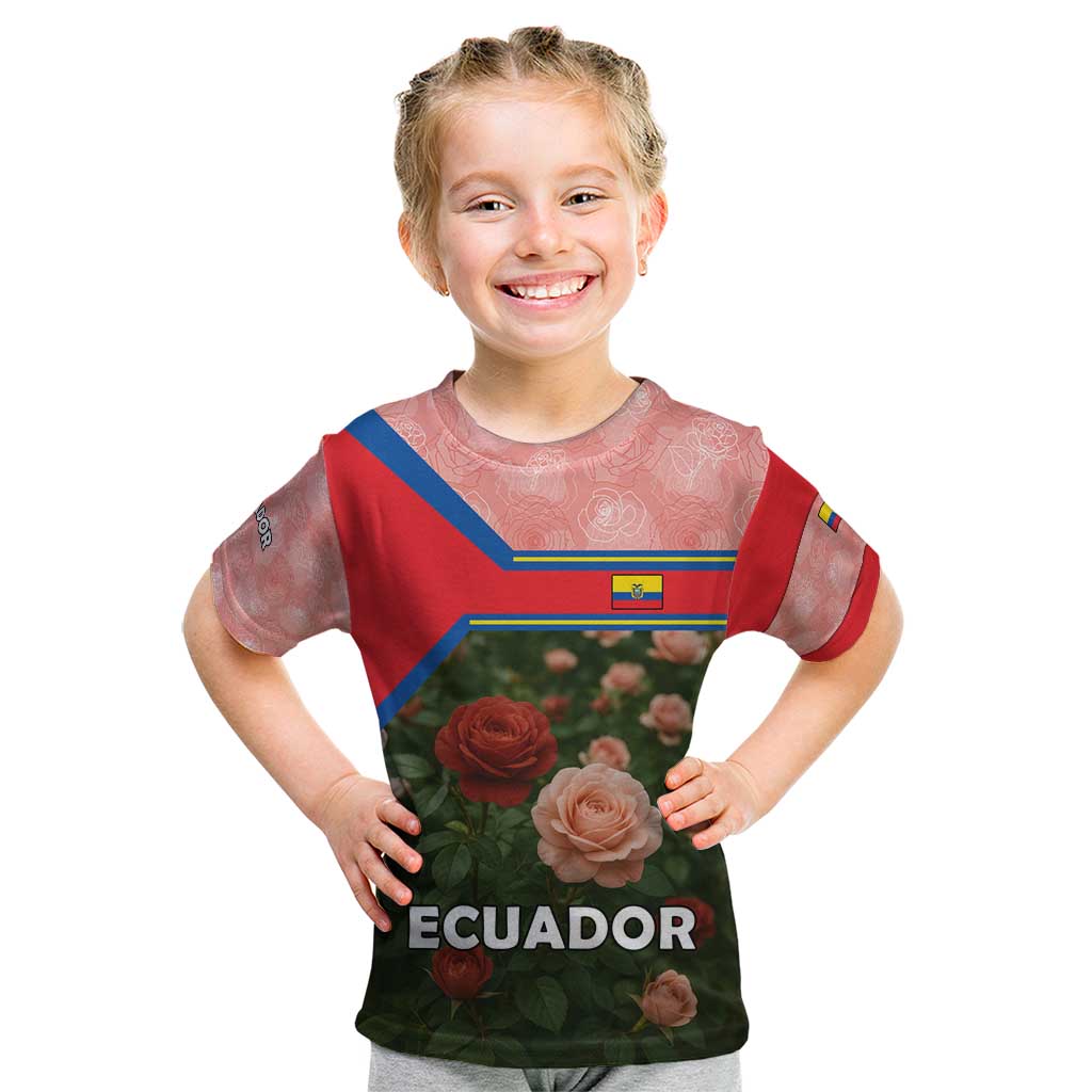 Ecuador Kid T Shirt with Rose Garden and Floral Texture Design - Wonder Print Shop