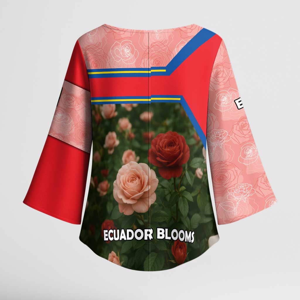 Ecuador Kimono Sleeve Blouse with Rose Garden and Floral Texture Design - Wonder Print Shop