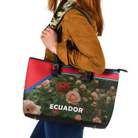 Ecuador Leather Tote Bag with Rose Garden and Floral Texture Design - Wonder Print Shop