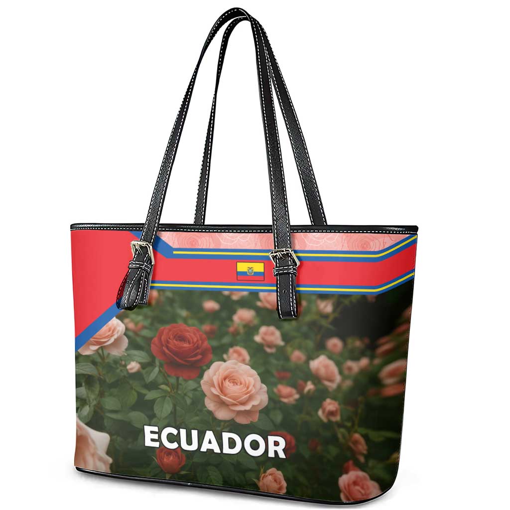 Ecuador Leather Tote Bag with Rose Garden and Floral Texture Design - Wonder Print Shop