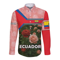 Ecuador Long Sleeve Button Shirt with Rose Garden and Floral Texture Design - Wonder Print Shop