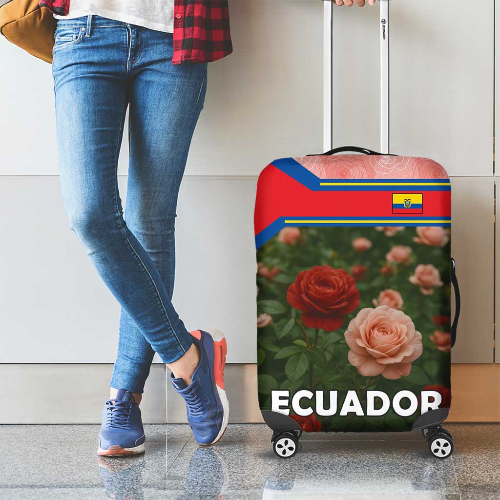 Ecuador Luggage Cover with Rose Garden and Floral Texture Design - Wonder Print Shop