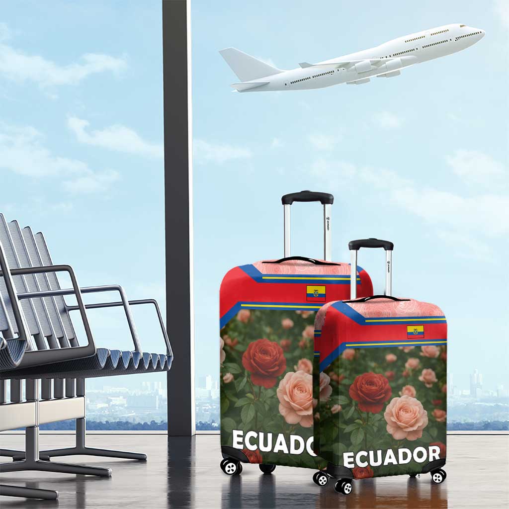 Ecuador Luggage Cover with Rose Garden and Floral Texture Design - Wonder Print Shop