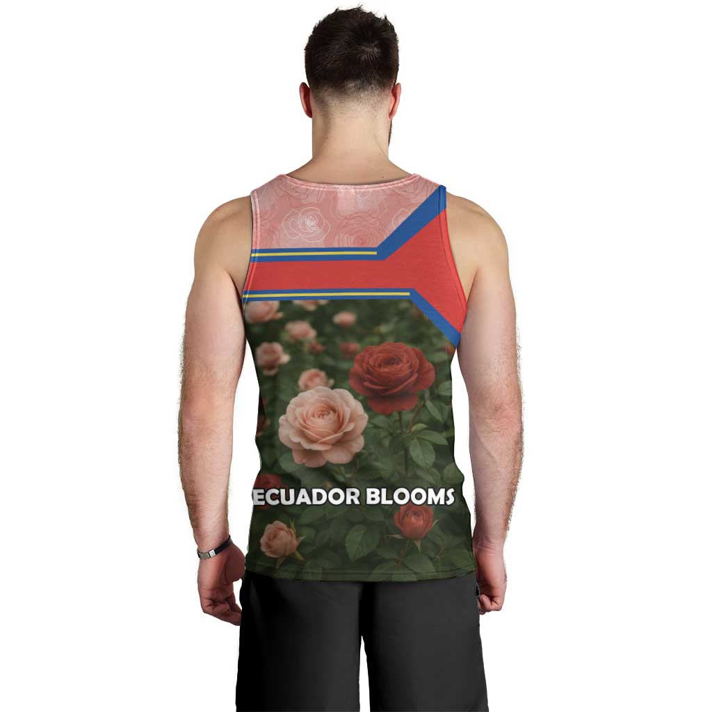 Ecuador Men Tank Top with Rose Garden and Floral Texture Design - Wonder Print Shop