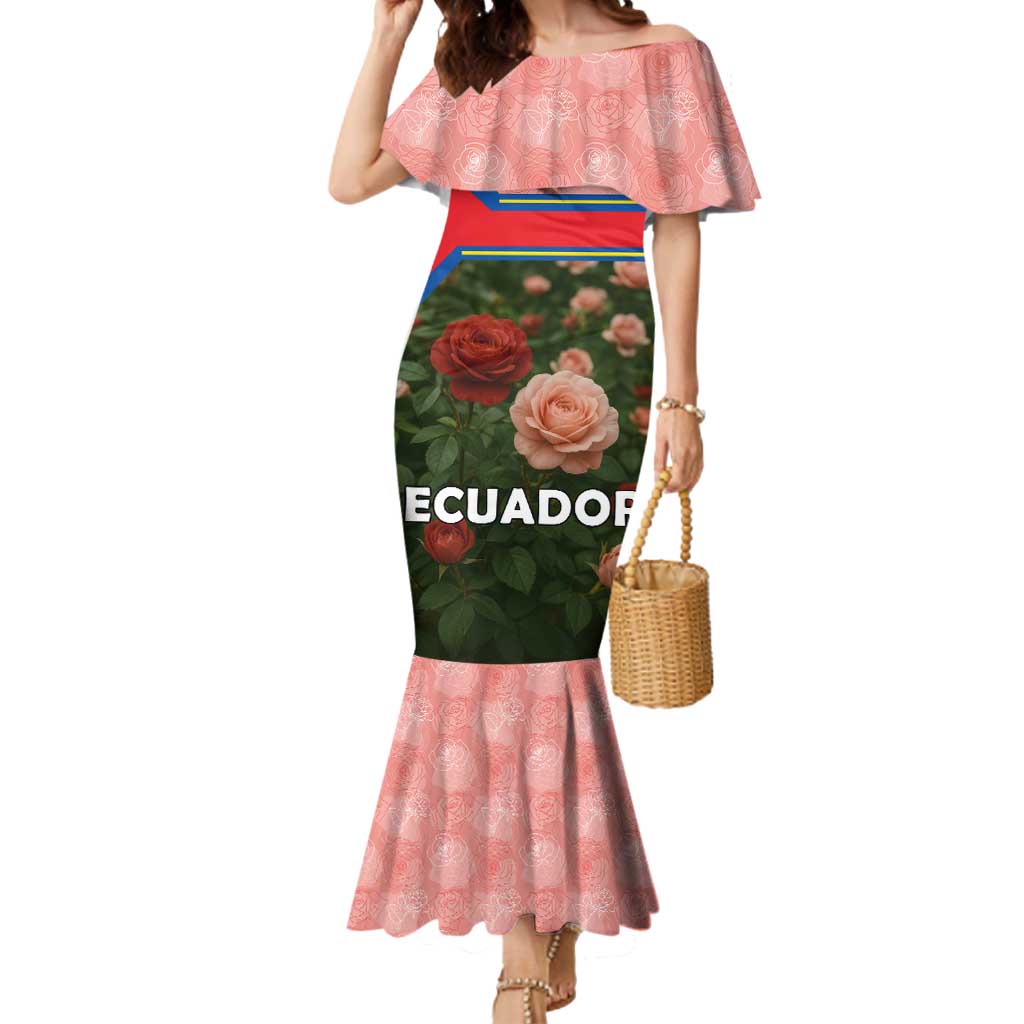 Ecuador Mermaid Dress with Rose Garden and Floral Texture Design - Wonder Print Shop