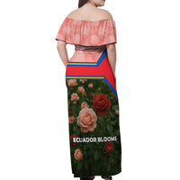 Ecuador Off Shoulder Maxi Dress with Rose Garden and Floral Texture Design - Wonder Print Shop