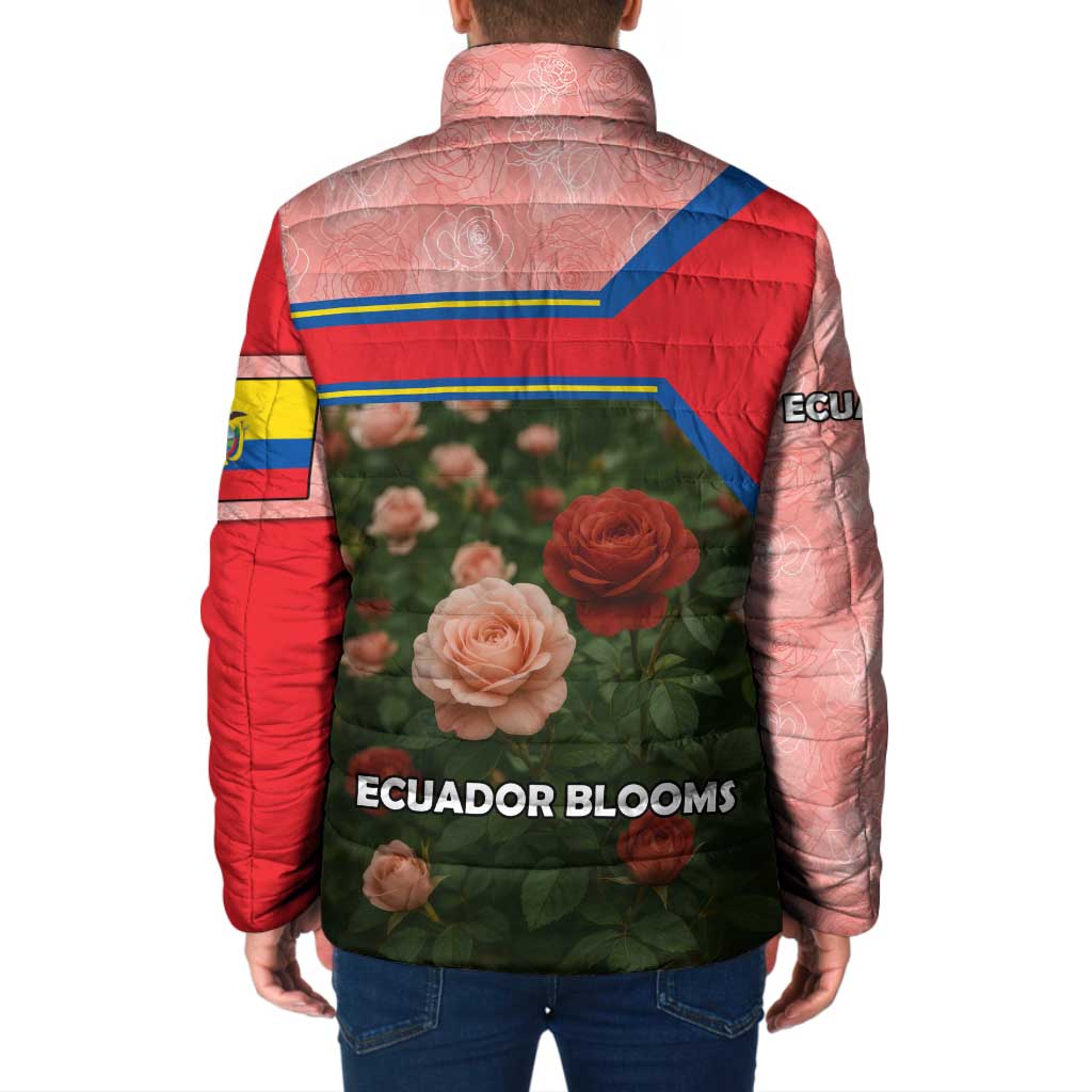 Ecuador Padded Jacket with Rose Garden and Floral Texture Design - Wonder Print Shop