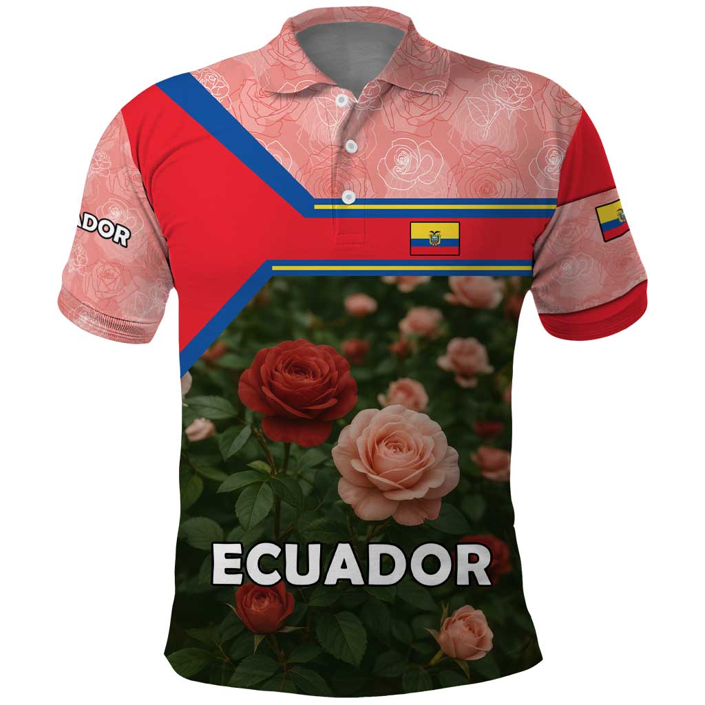 Ecuador Polo Shirt with Rose Garden and Floral Texture Design - Wonder Print Shop